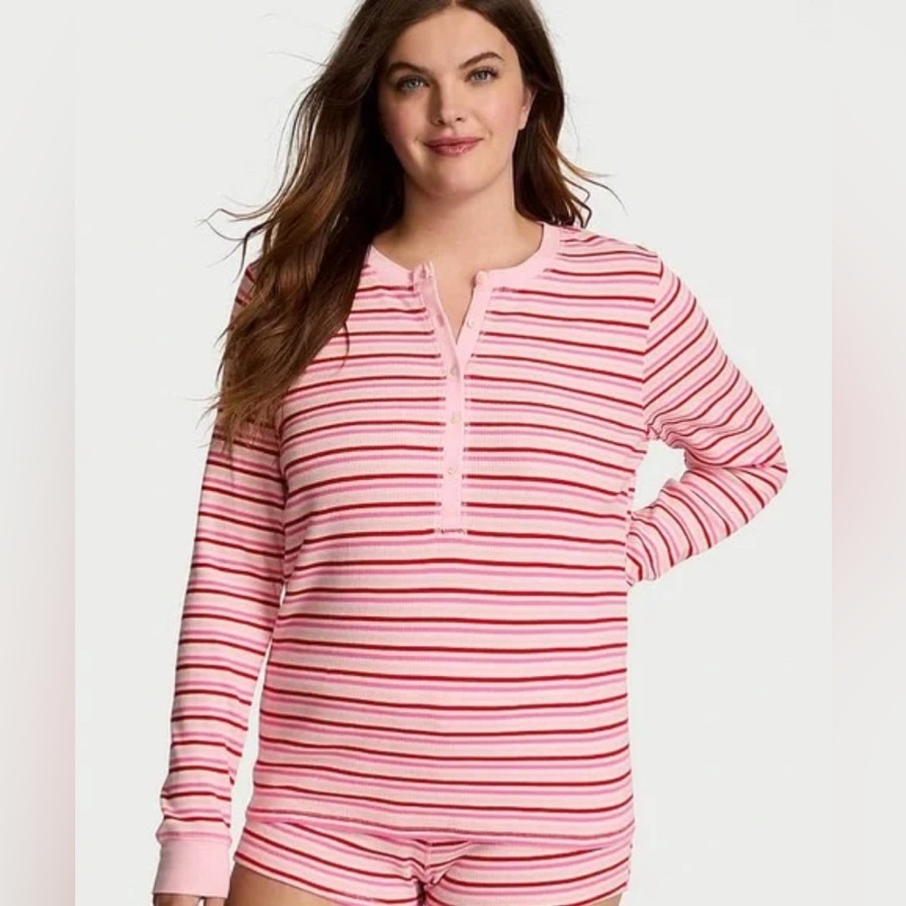 Victoria's Secret Pink and Red Striped Top - Size Medium
